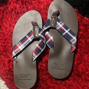 Brooks Brothers Plaid Flip Flops